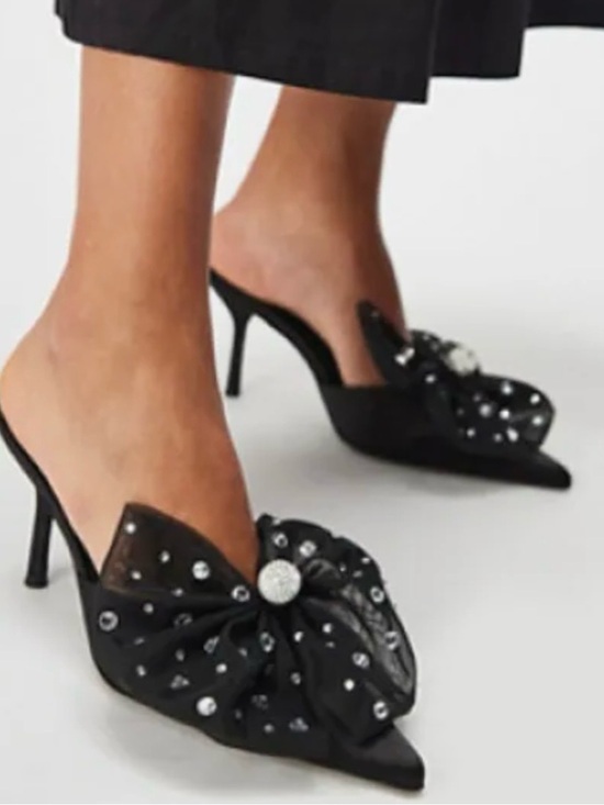 Jeffrey Campbell Shoes - 🆕{Jeffrey Campbell} Party Crasher Bow Pointed-Toe Crystal Mules